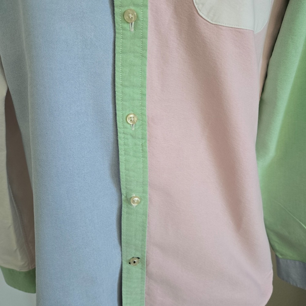 Tommy Hilfiger Mens Colorblock Button Up Shirt Sz Large Long Sleeves Preppy - Picture 4 of 9